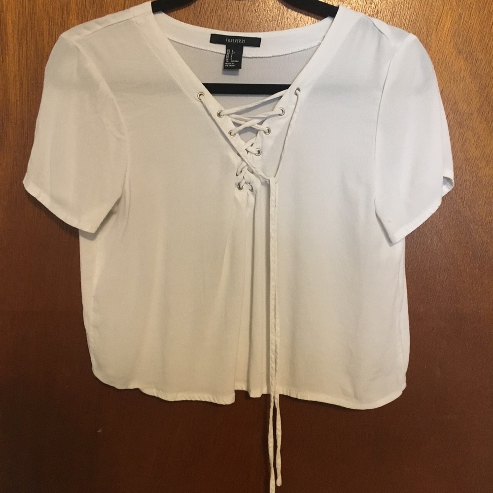 Sheer White Croptop with lace front